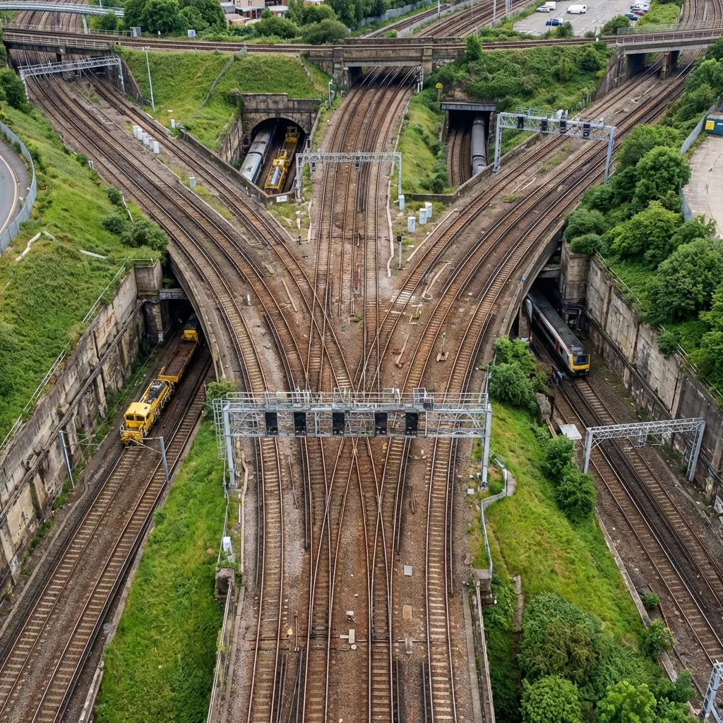 Rail tracks stretching to the horizon