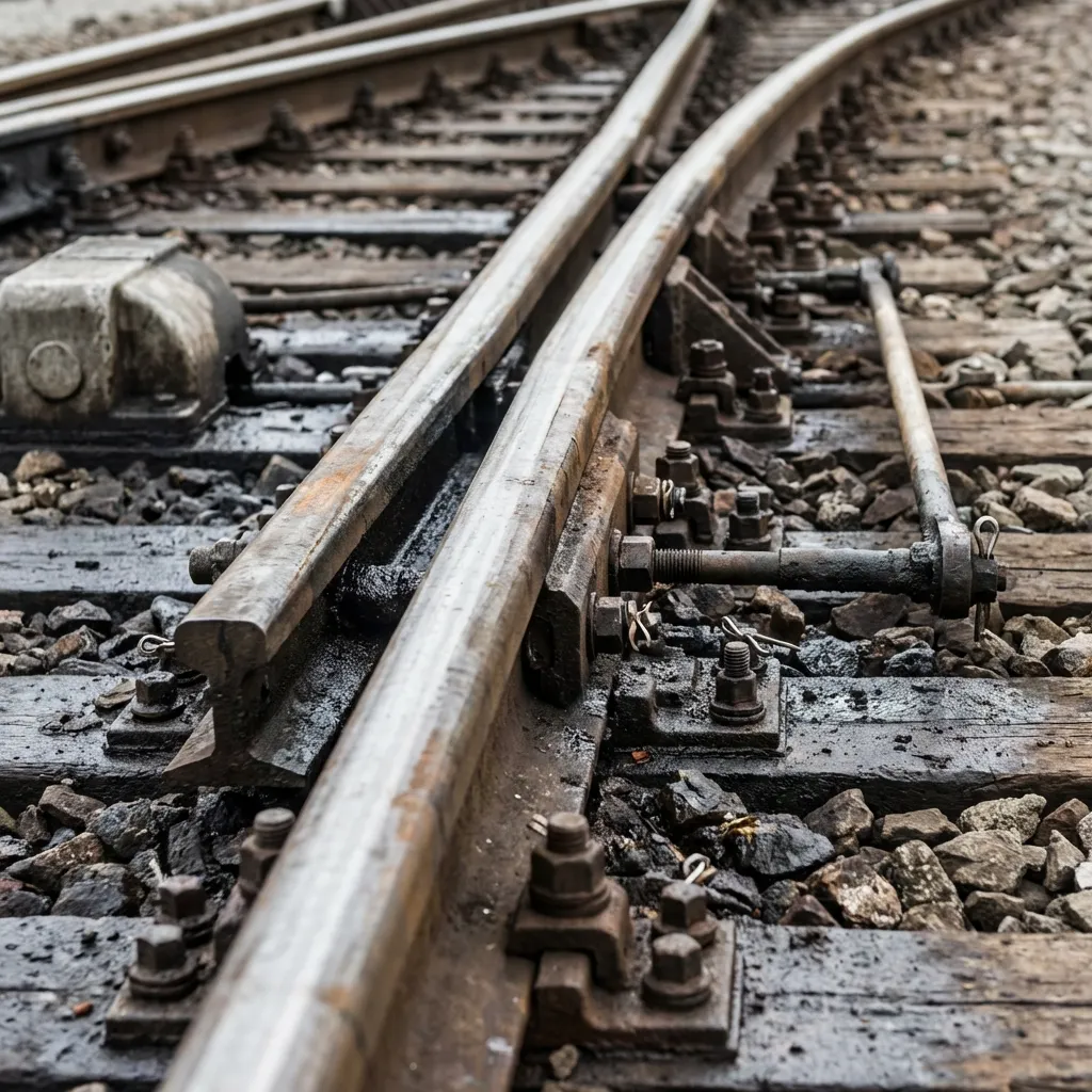 Rail switch close up